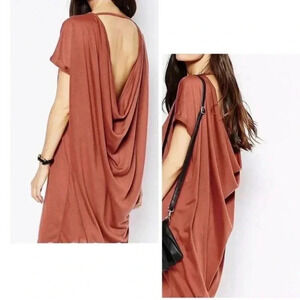 NWT Michelle by Comune Backless Drapey Streater Brick Maxi Dress Size S